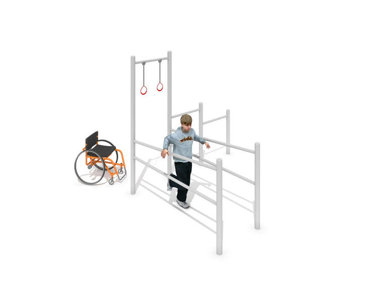 Rehabiliteringsstativ 2 Tilpasset rullestol | Treningspark 