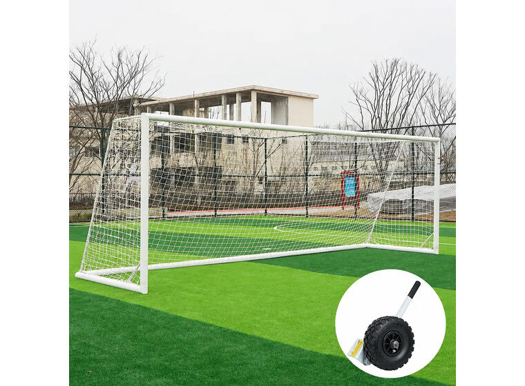 Fotballmål  7er | 5x2 | Løftehjul Hvitt | Rund profil | Nett 