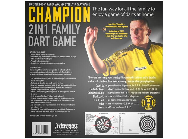 Dart Harrows World Champion Family Tradisjonell dartskive med 6 piler 