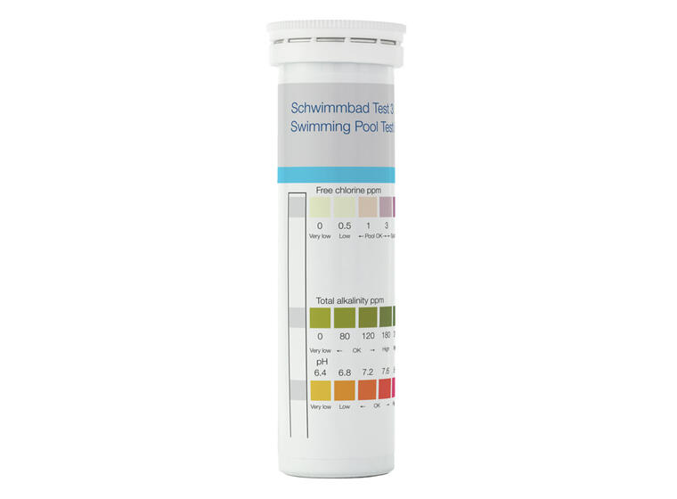 Teststrimler for svømmebasseng 3-i-1 50 stk | Klor, alkalinitet og pH 