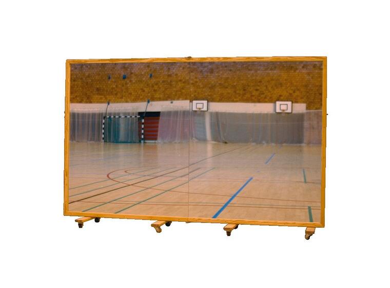 Speilvegg på hjul 400 x 180 cm 2-delt med bruddsikkert foliebelegg 