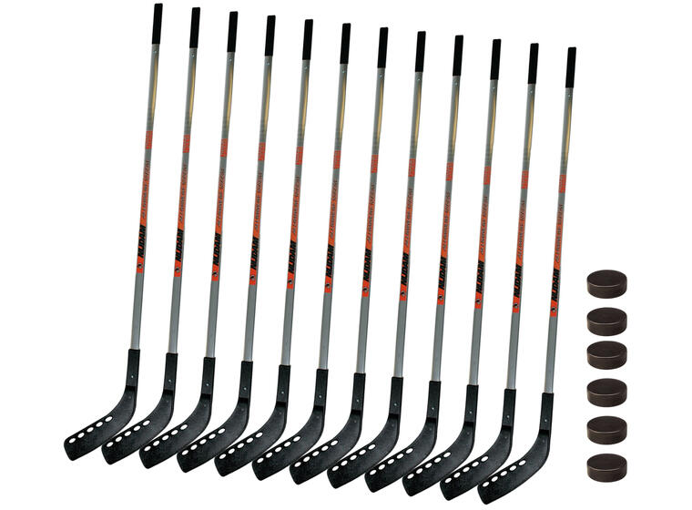 Ishockeykøller og pucker | Junior 12  ishockeykøller 135 cm | 6 pucker 