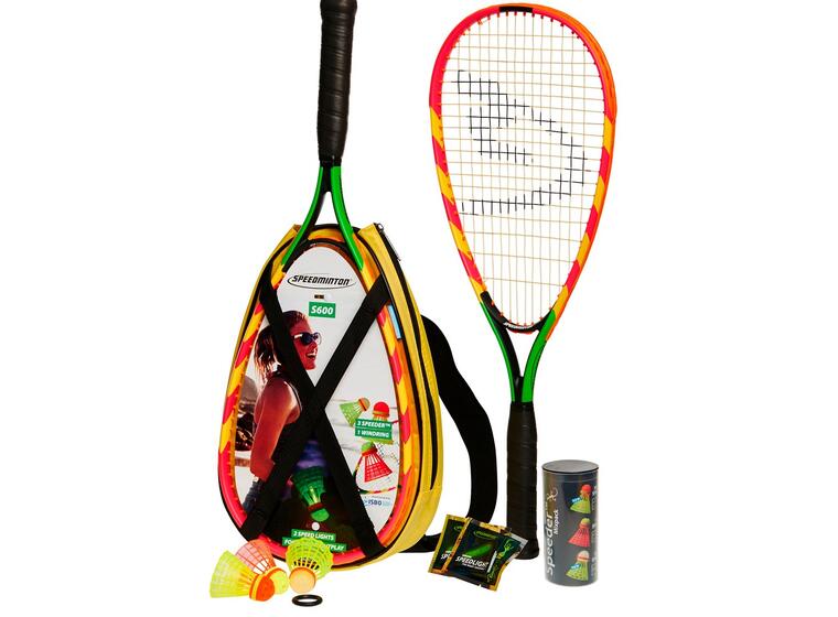 Speedminton Sett S600 2 racketer, 3 baller, 2 lys og bag 