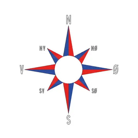 Asfaltmaling Kompass med bokstaver Diameter 3 meter