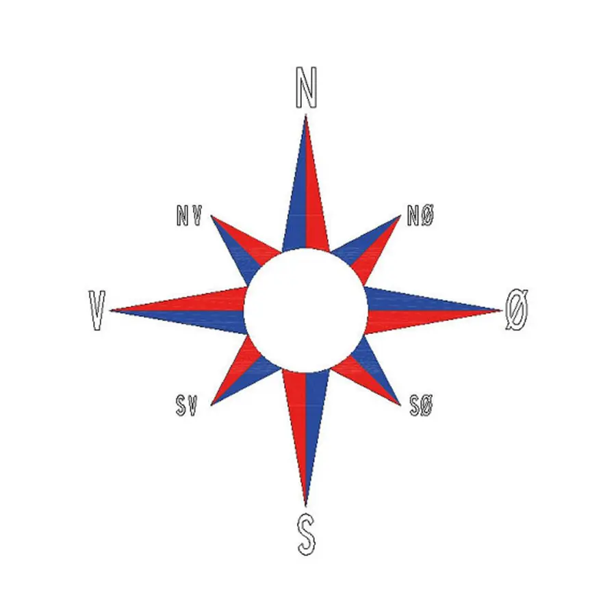 Asfaltmaling Kompass med bokstaver Diameter 3 meter 