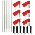 Hj&#248;rnestolper fleksible med flagg 6 hvite stolper med r&#248;d/hvite flagg