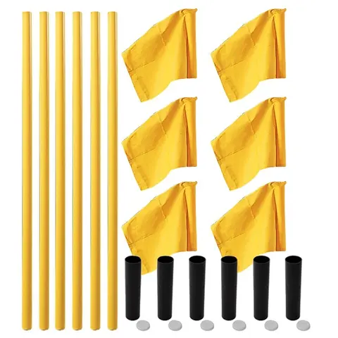 Hjørnestolper allround med flagg 6 gule stolper med gule flagg