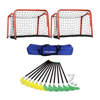 Innebandysett Fiber 95 cm med m&#229;l 12 k&#248;ller | 6 baller | 2 m&#229;l | 1 bag