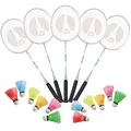Badmintonsett School 10 racketer & 5 pk baller med farge