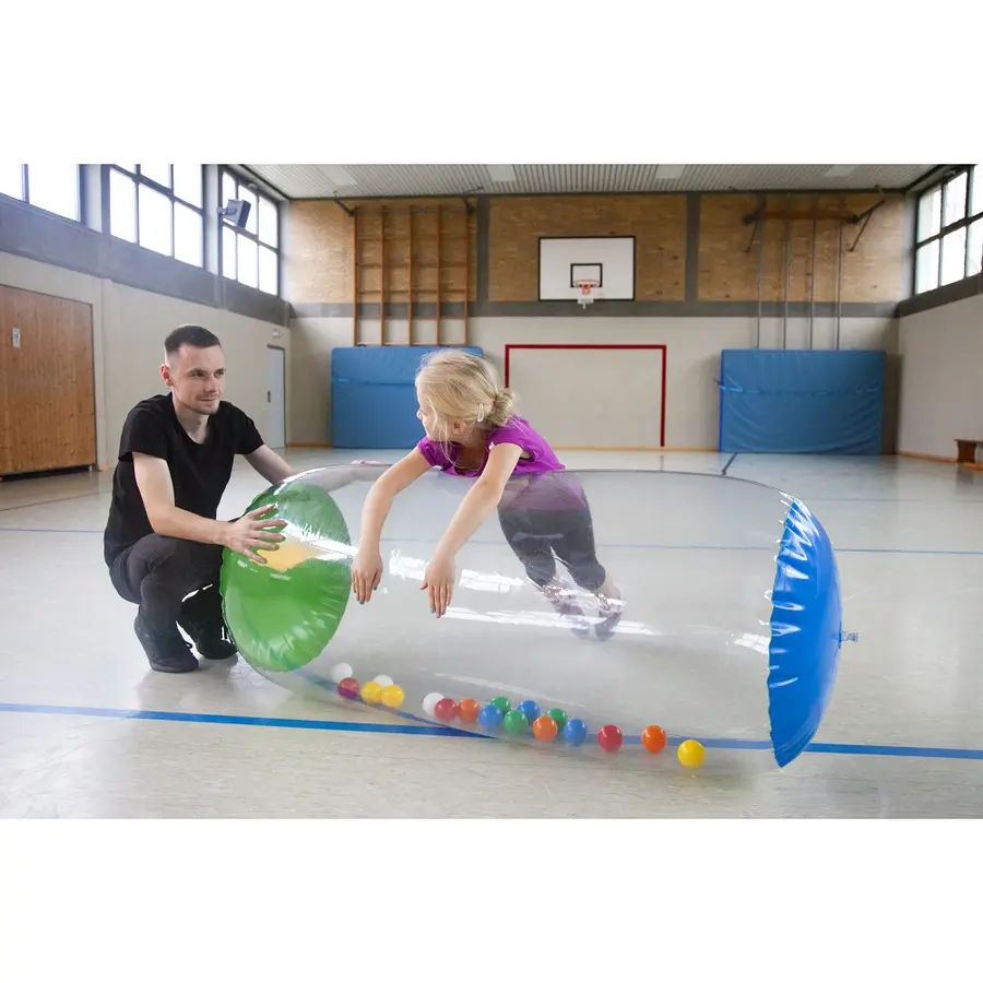 Terapirulle Airkraft med baller 65 cm gjennomsiktig og luftfylt pølle 
