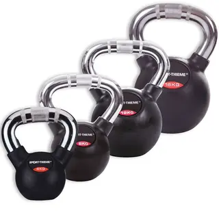 Kettlebell Gummiert Glatt kromhåndtak 4 kg | 8 kg | 12 kg | 16 kg