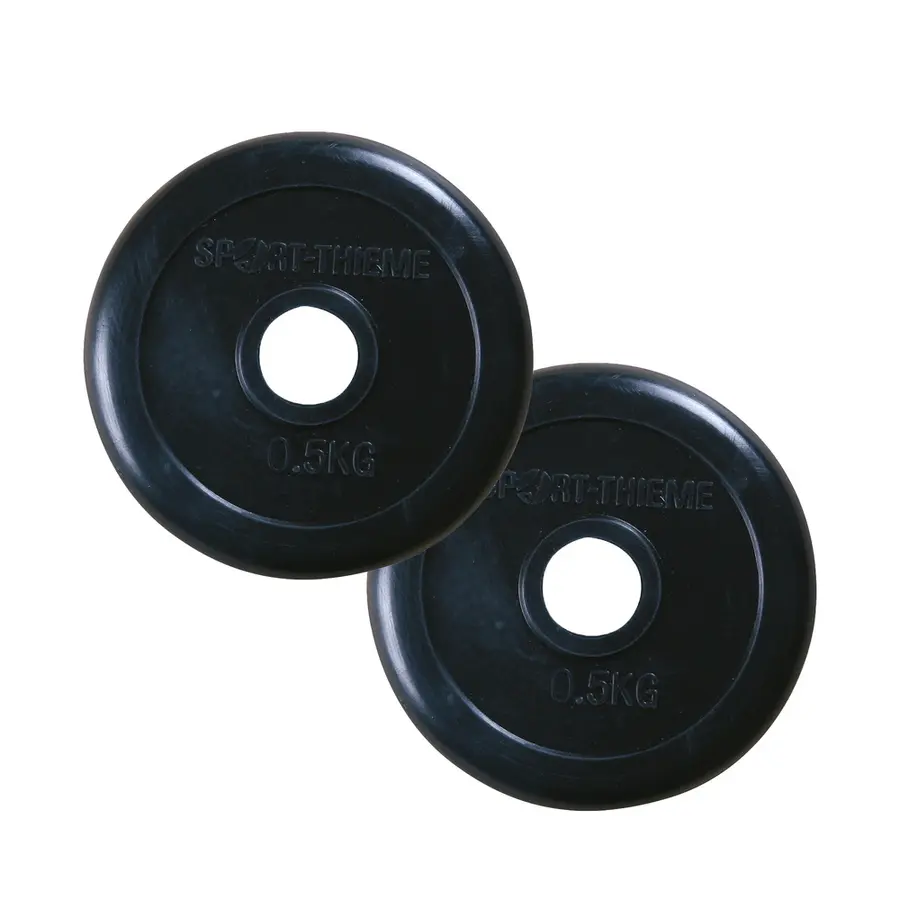 Vektskive Gummiert 0,5 kg sort Hull: 30 mm | Par | 2 stk 
