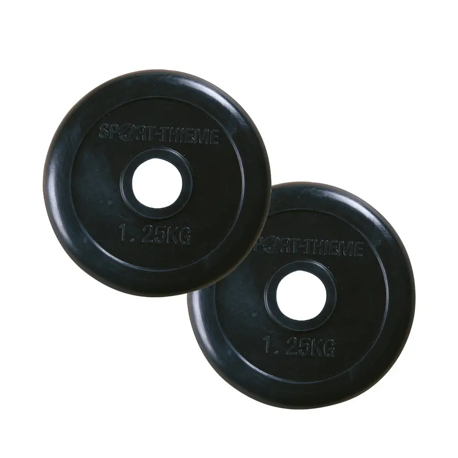 Vektskive Gummiert 1,25 kg sort Hull: 30 mm | Par | 2 stk 