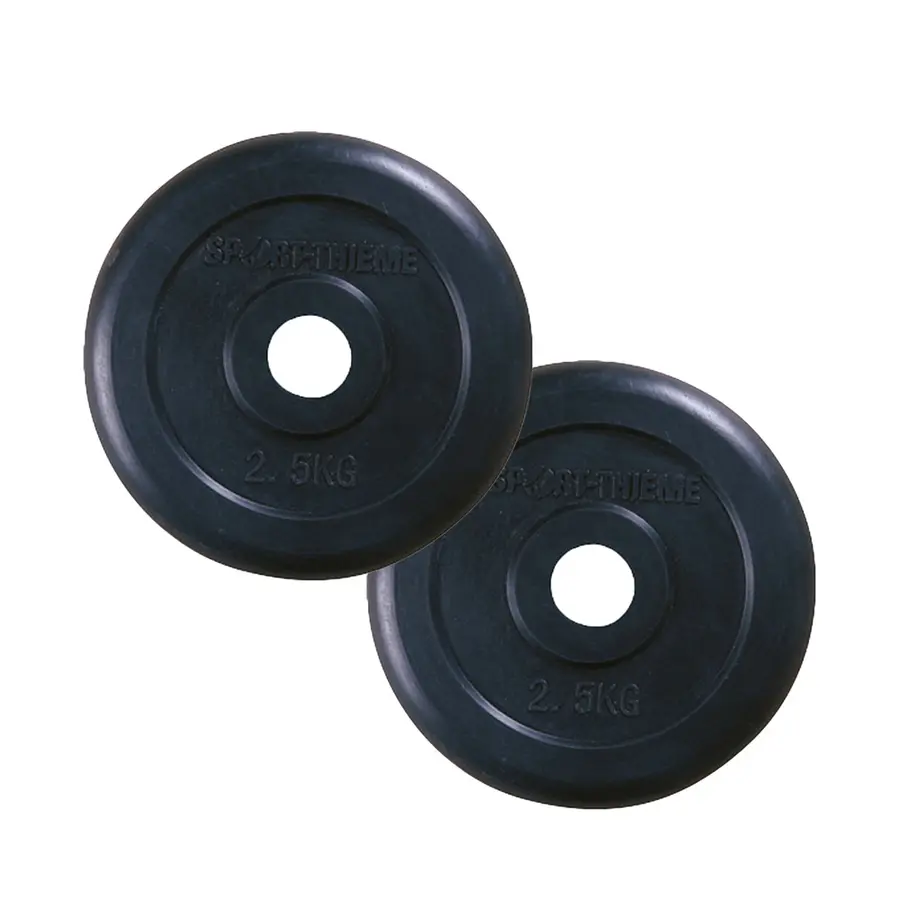 Vektskive Gummiert 2,5 kg sort Hull: 30 mm | Par | 2 stk 