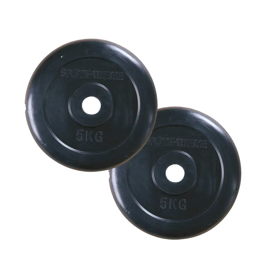 Vektskive Gummiert 5 kg sort Hull: 30 mm | Par | 2 stk 