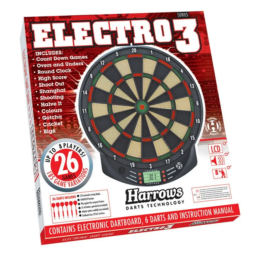 Dart Harrows Elektronisk Electro 3 Elektronisk dartskive inkludert 6 piler 