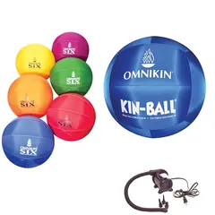 KIN-BALL og SIX Ball utend&#248;rspakke 1 KIN-BALL, 6 SIX Baller, pumpe, bl&#230;rer