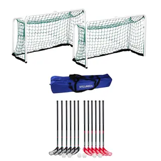 Innebandysett Rush 95 cm med m&#229;l 12 k&#248;ller | 6 balller | 2 m&#229;l | 1 bag