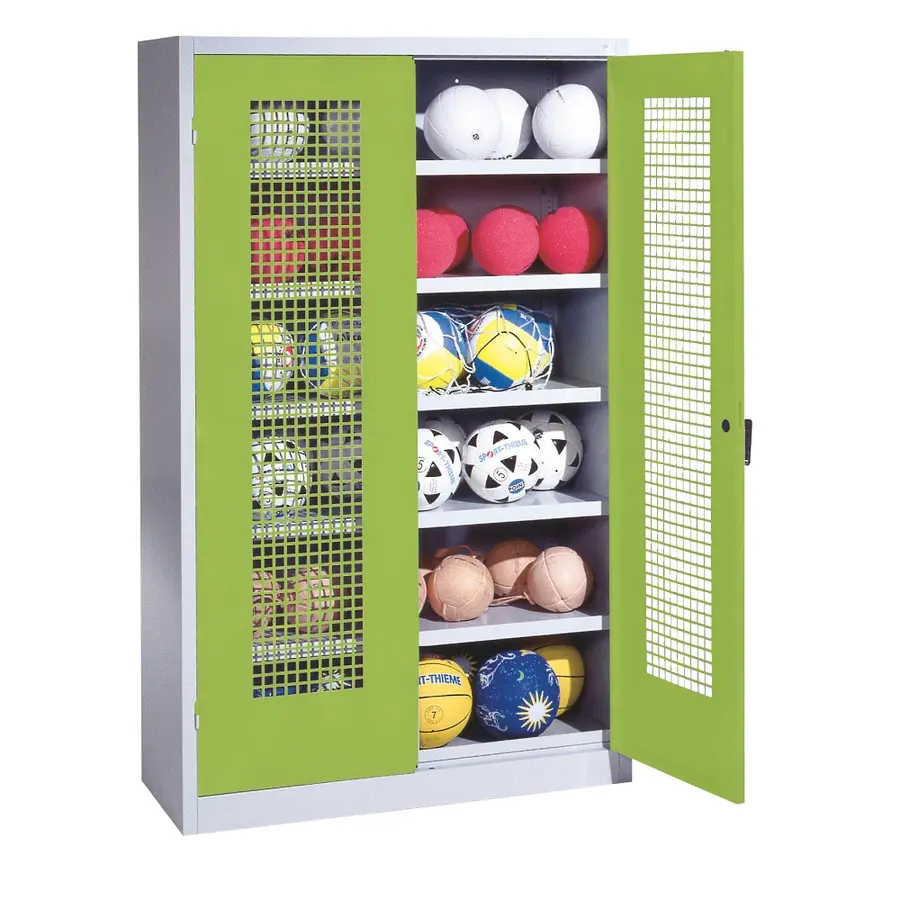 Oppbevaringsskap type 3 | Grønn Perforerte dører | 193x126x55 cm 