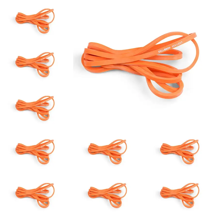 Powerband - lang, rund treningsstrikk 10 stk. | Ultra lett | Oransje 