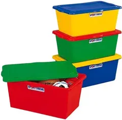 Oppbevaringskasser med lokk 90L Sett med 4 kasser med lokk