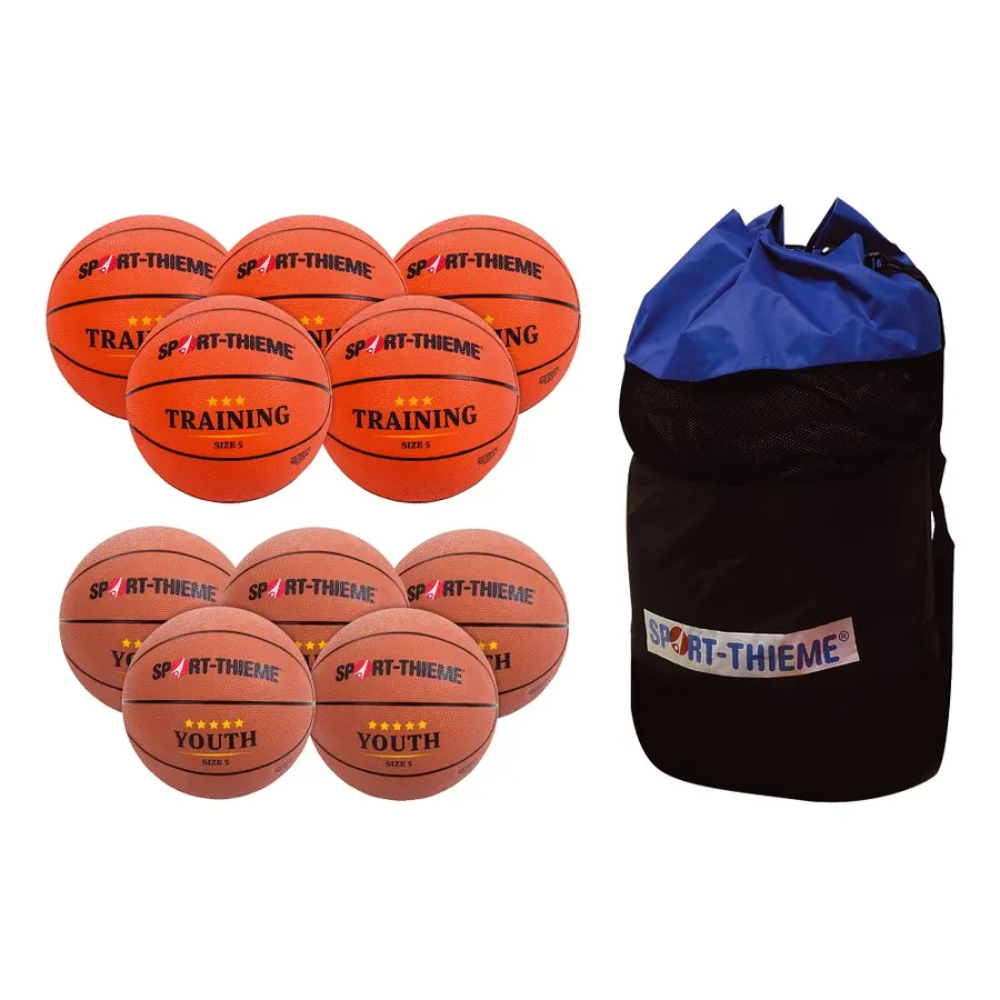 Basketballpakke Ungdom str 6 10 basketballer | 1 ballbag 