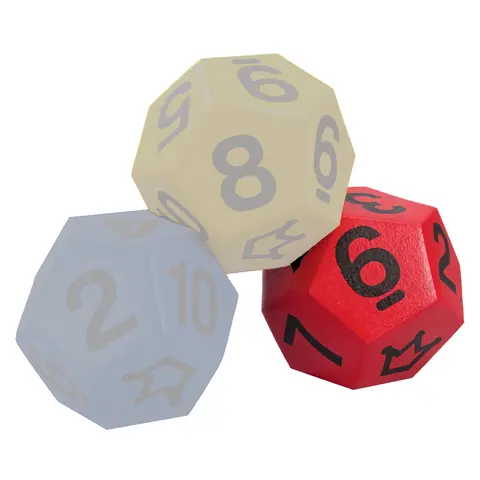 Terning 12-sidet med tall og joker R&#248;d |1 stk | 20 cm skumterning