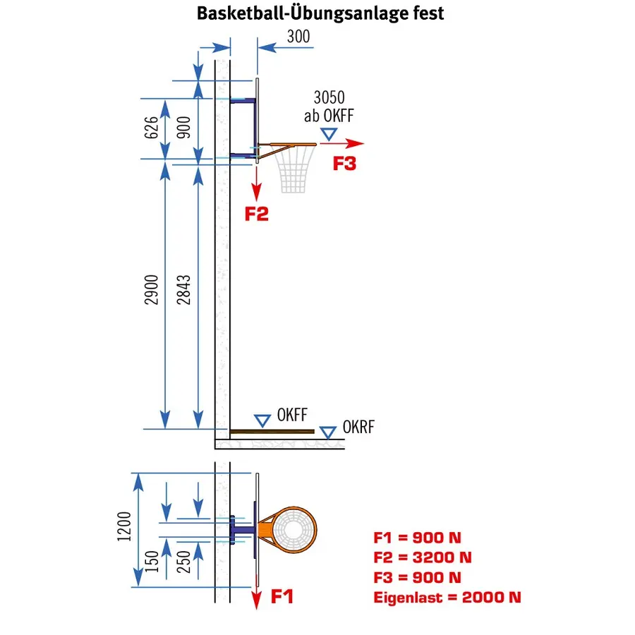 Veggstativ ST Rigid til basketball Utheng 30 cm 