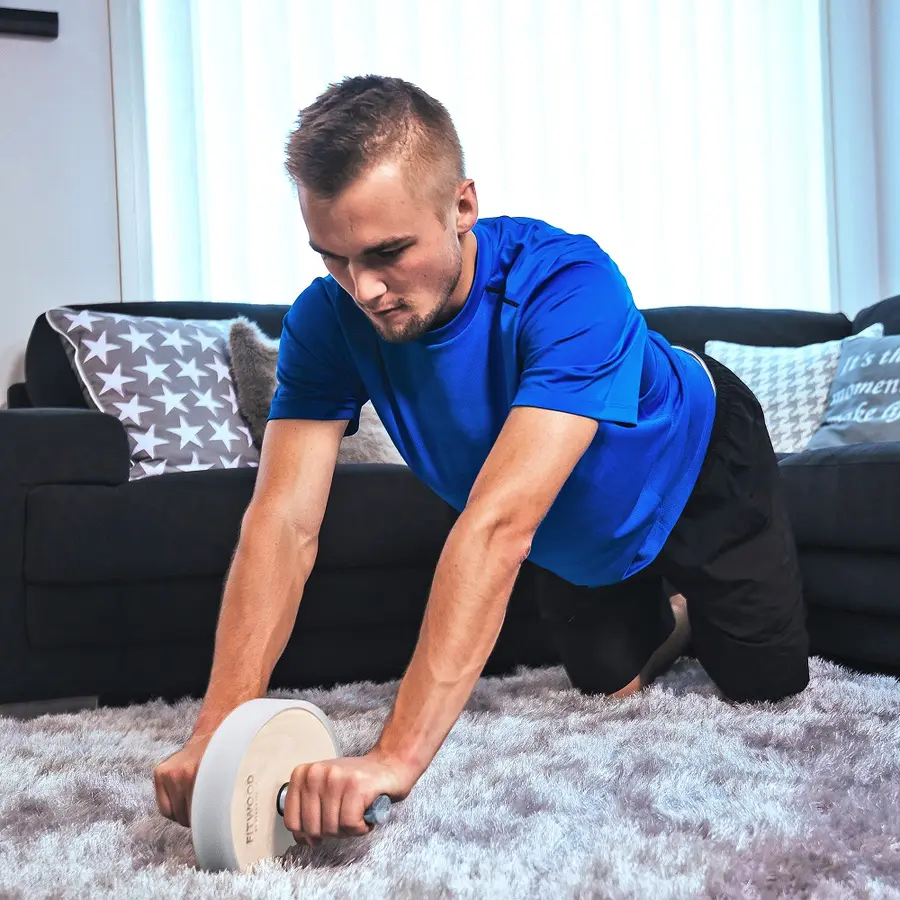 Treningshjul i tre - Fitwood Med håndtak 