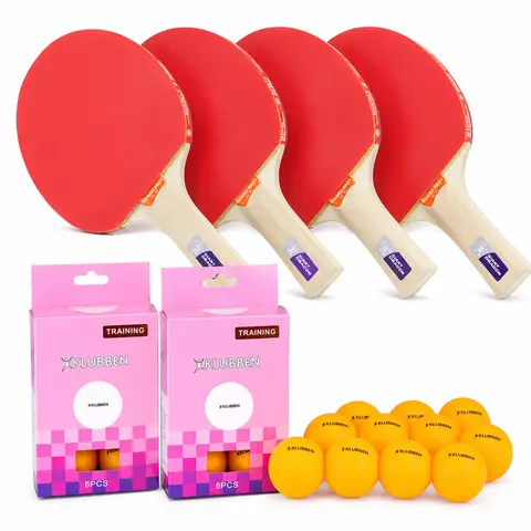 Bordtennispakke Klubben 4 racketer | 12 bordtennisballer