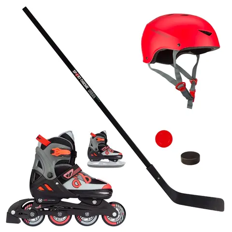 Hockeypakke til ishockey &amp; streethockey Hjelm | Sk&#248;yter | Hockeyk&#248;lle | Puck