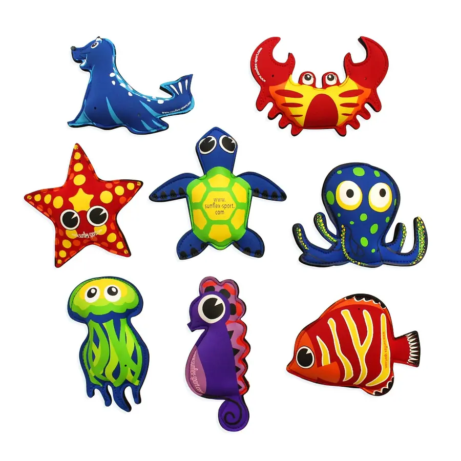 Plash Puppies Set Sett med 8 vannleker i neopren 
