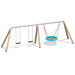 Huskestativ i lerk med ståldrager Med to gummiseter og fuglerede