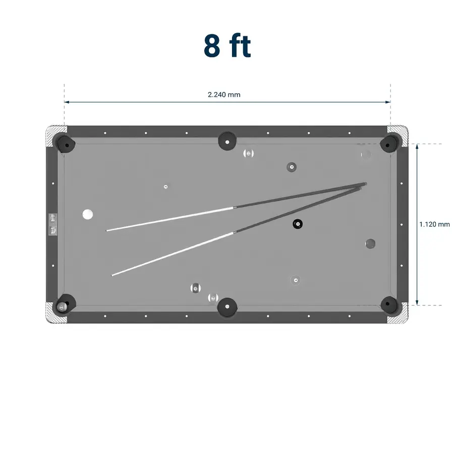 Biljardbord Galant Black Edition 8 fot Blå biljardduk | Spillefelt 224x112 cm 