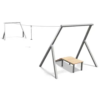 ZipLine i galvanisert stål med plattform 20 m | Til offentlige lekeplasser