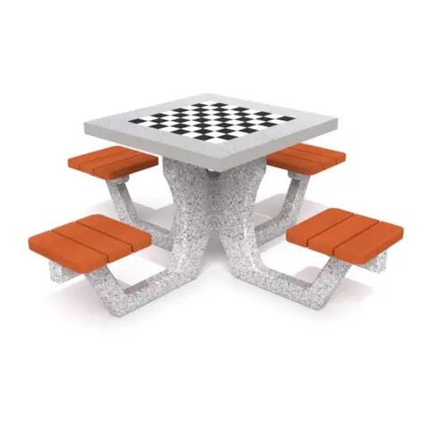 Utemøbel - Sjakkbord i betong med seter 2 meter | 4 seter
