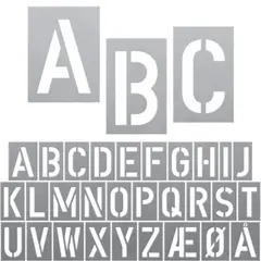 Sjablonger i aluminium - alfabetet 30 cm Til oppmerking innendørs og utendørs