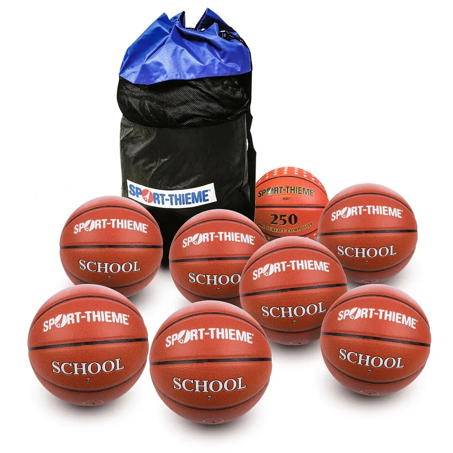 Basketballpakke Skole Pro str 7 8 basketballer | 1 ballbag 