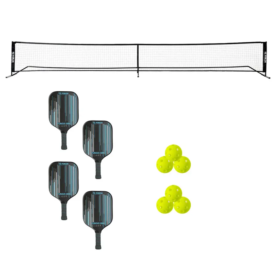 Pickleballracket Skolesett Pakke | 1 nett | 4 racketer | 6 baller 