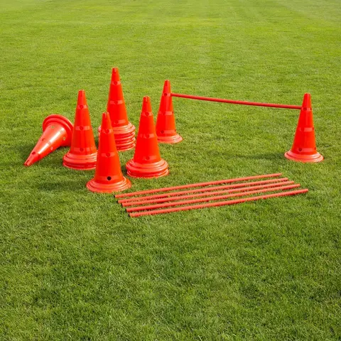 Hindersett til trening Rød 12 kjegler | 6 stenger | 50 cm