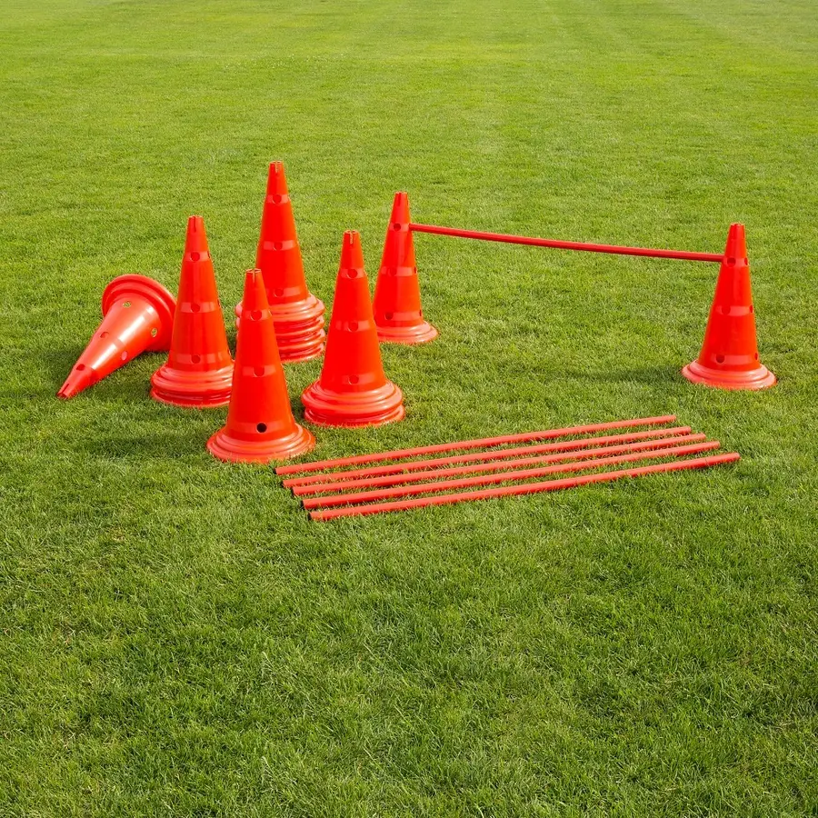 Hindersett til trening Rød 12 kjegler | 6 stenger | 50 cm 