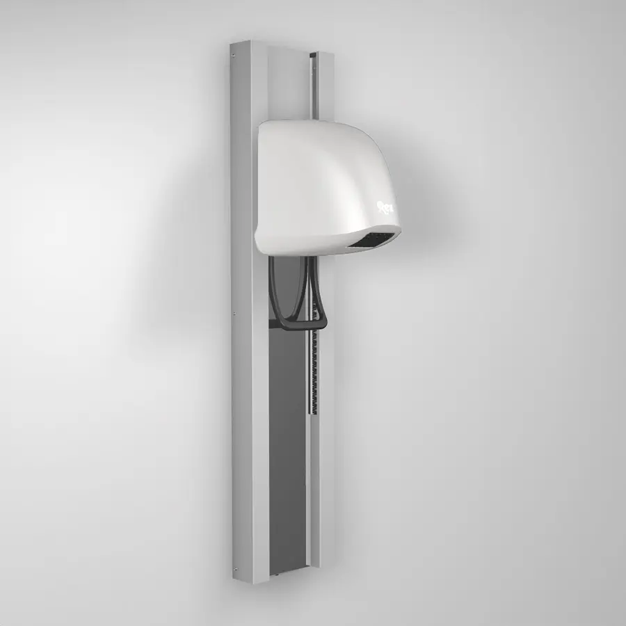 Hårføner REZ Beluga V Speil alu/hvit Alu skinne RAL 9006 | Deksel RAL 9010 