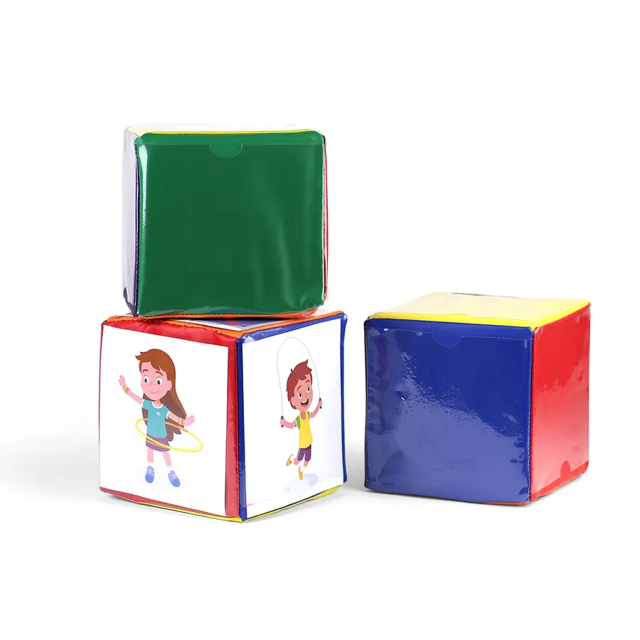 Aktivitetsterninger 15 cm 3 stk terninger med plastlomme 