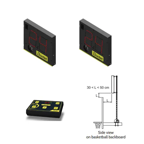 Skuddklokke Bodet 8002 med 2 display Trådløs kommunikasjon | 2 braketter