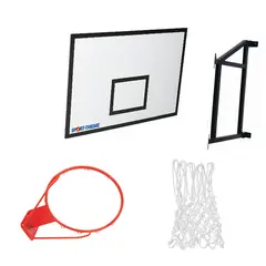 Basketballsett med kurv, nett  og plate Inkludertt veggoppheng med 120 cm utheng