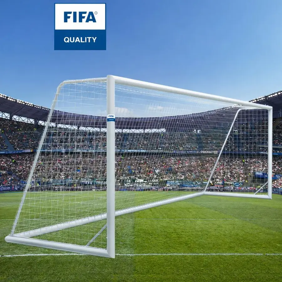 Fotballmål 11'er med hjul 360 grader FIFA godkjent | 7.32 x 2.44 m | Hvitt 