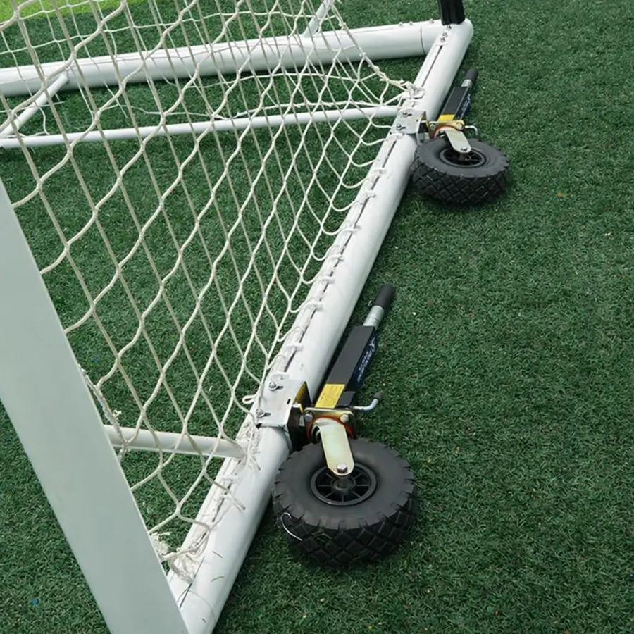 Fotballmål 11'er med hjul 360 grader 7,32x2,44 m | Hvitt | Oval profil 