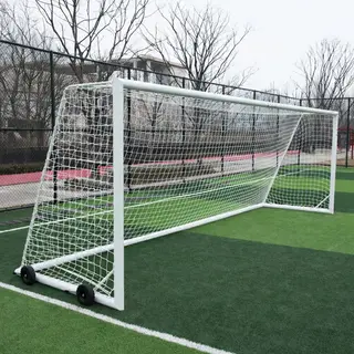 Fotballmål 7' er med hjul 360 grader 5x2 m | Hvitt | Oval profil