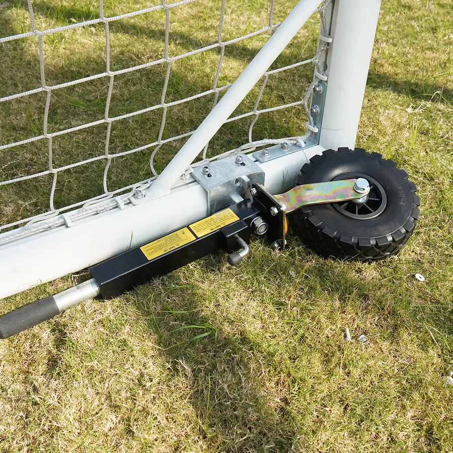 Fotballmål 7' er med hjul 360 grader 5x2 m | Hvitt | Oval profil 