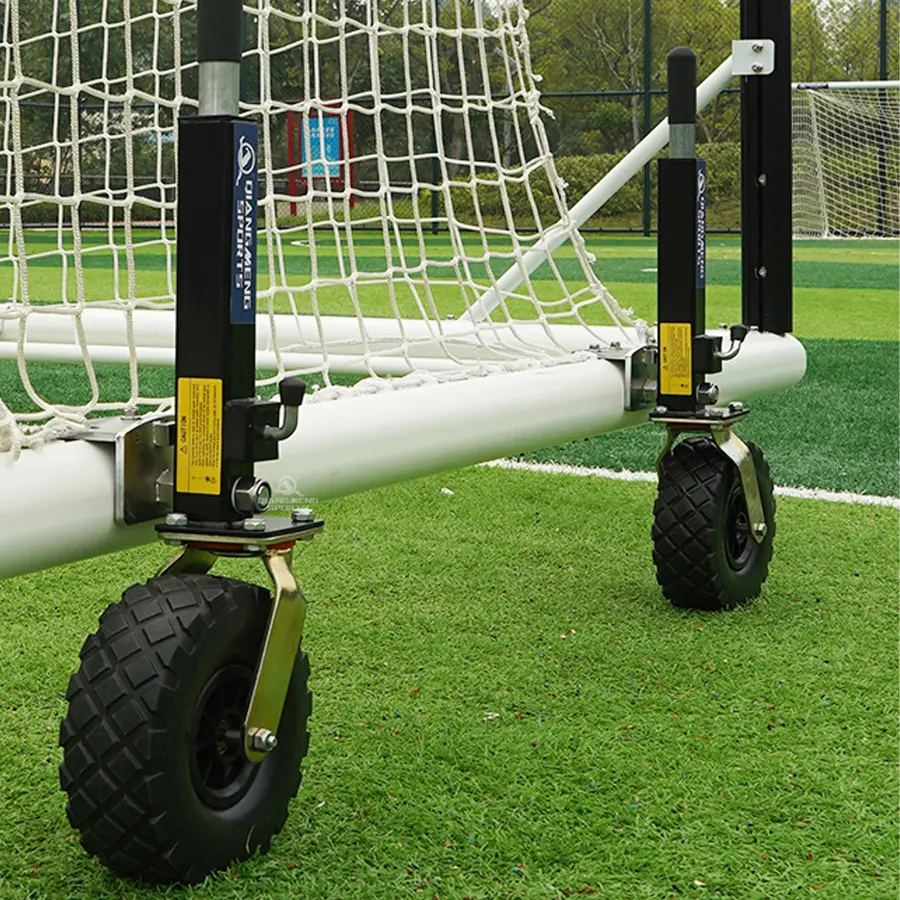 Fotballmål 5' er med hjul 360 grader 3x2 m | Hvitt | Oval profil 